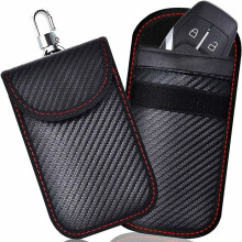 Geantă elegantă Faraday pentru breloc auto, blochează semnalul pentru a se asigura împotriva furtului, aspect rafinat cu material din fibră de