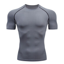 Magliette a compressione da uomo a maniche corte, traspiranti e ad asciugatura rapida, t-shirt sportiva da allenamento Cool Dry, strato base sportivo
