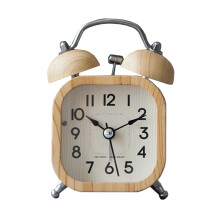 3Stk Beige Desktop Retro Mute Mini Holz Alarm Uhr