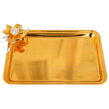 4Stk Metall Tablett Gold Aluminiumlegierung Snack Servierplatte