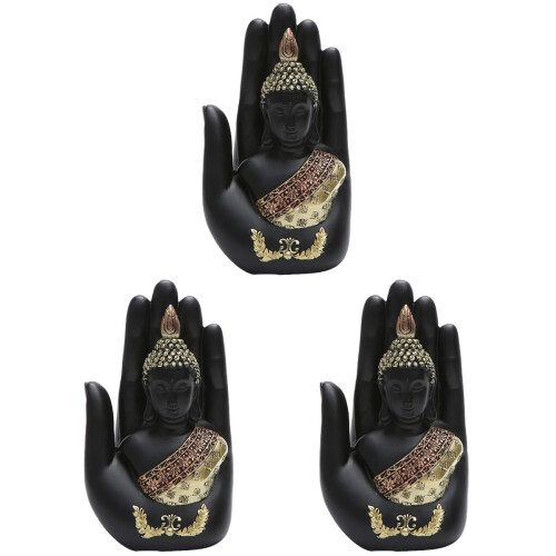 3Stk Palm Buddha Resin Figur Stilvolle 1