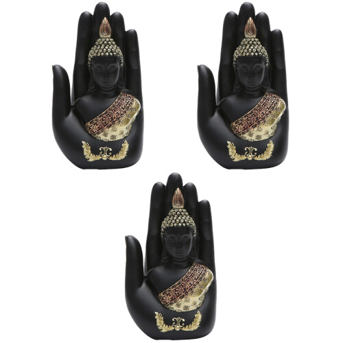 3Stk Palm Buddha Resin Figur Stilvolle 2