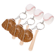 12Stk Baseball Schlüsselring Khaki Holz PU Leder Geschenk Anhänger
