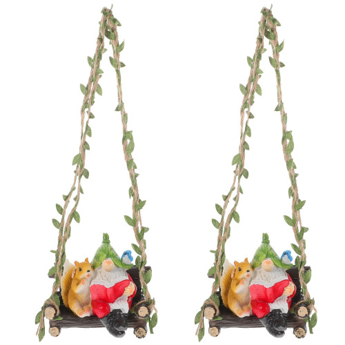 2Stk Resin Gartenfigur Hängend Bunt 2