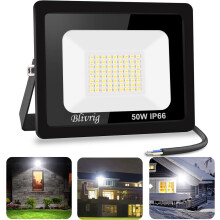 Projecteur LED ultra-lumineux 50 W blanc chaud 3000 K, éclairage extérieur écoénergétique pour jardin, usine, parking, étanchéité IP66,