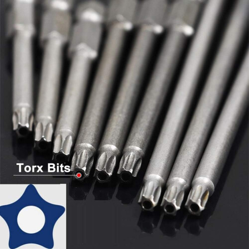 Μύτες ασφαλείας Torx ακριβείας, σετ 11 τεμαχίων από χάλυβα S2 υψηλής αντοχής με 2