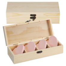6Stk Beige Holzbox Mit Deckel, Aufgeteilt Für Schmuck Und Bastelbedarf