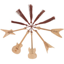 15Stk Braune Bambus Buchseitenmarker Gitarrendesign Mit Quaste