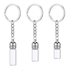 9Stk Kleine Glasflasche Silber Schlüsselanhänger Nachfüllbar