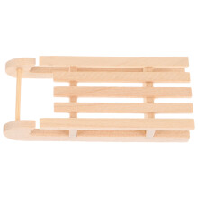 3Stk Mini Holzschlitten Dekorationsfigur Naturholz DIY Hellgelb