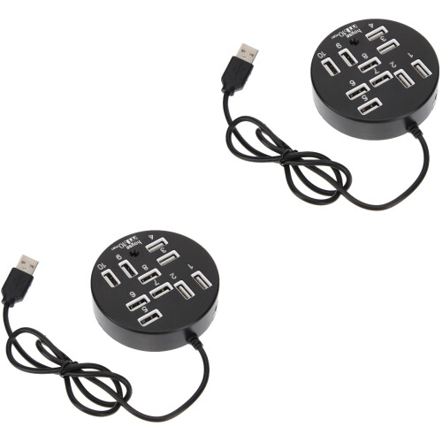 2Stk Schwarzer USB Hub Für Laptop Erweiterung USB Multiport 2