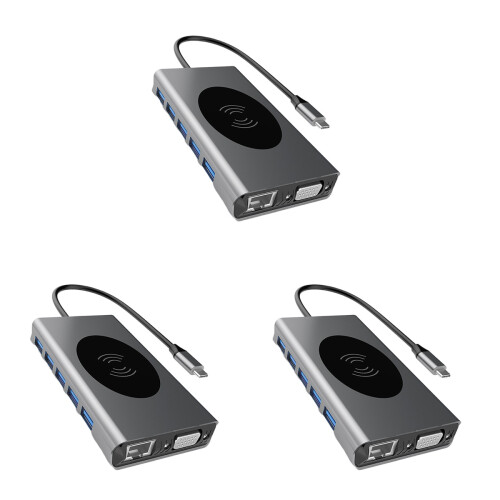 3Stk Type C Zu USB 3.0 Hub Mit Lan Anschluss Kartenleser 1
