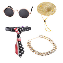 8Stk Stylisches Haustier Zubehör Halskette Hut Sonnenbrille Mehrfarbig