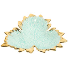 2Stk Keramiktrinket Tablett Grün Schmuckbehälter Blatt Design