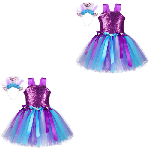 2Stk Sommer Tutu Set Für , , Bunt, Mit Haarband 2