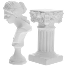 2Sets Figur Harz Göttin Mit Römischer Säule Weiß Für Zuhause