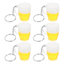 6Stk PVC Keychain Gelber Bierbecher Anhänger Für Schlüssel Und Taschen