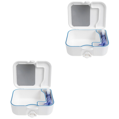 2Pièces Boîte De Rangement Pour Dentier Blanche Avec 1