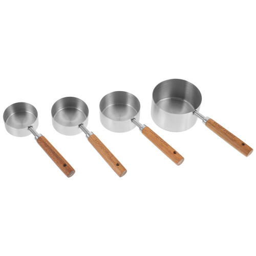 3Sets Back Messbecher Set, Holzgriffen, Messlöffel, Silber 2