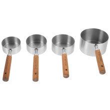 3Sets Back Messbecher Set, Holzgriffen, Messlöffel, Silber