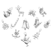 60Stk Weihnachtscharms Silbern Alloy Schmuckanhänger Für DIY Ideen