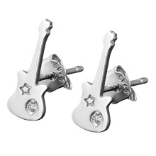 3Paare Silber Ohrschmuck Gitarrenform Mit Zirkonia Für Damen