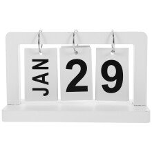 3Stk Kreativer Holz Flip Kalender Weiße Tischdekoration Dauerkalender