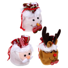 6Stk Weihnachts-Samtbeutel Kordelzug Bunt Mit 3D Weihnachtscharakteren