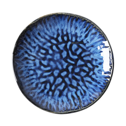 2Ud Platos Cerámicos Para Steak Y Snacks Con Azul Oscuro