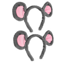 10Ud Diademas Con Orejas De Ratón De Tela Gris Para Eventos