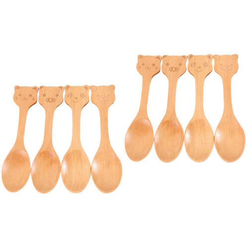 8Ud Mini Cucharas Ecológicas De Nanmu Beige Para Y Café 2