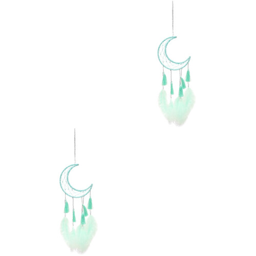 2Ud Decorativo Atrapasueños Azul Tejido Para Pared 2