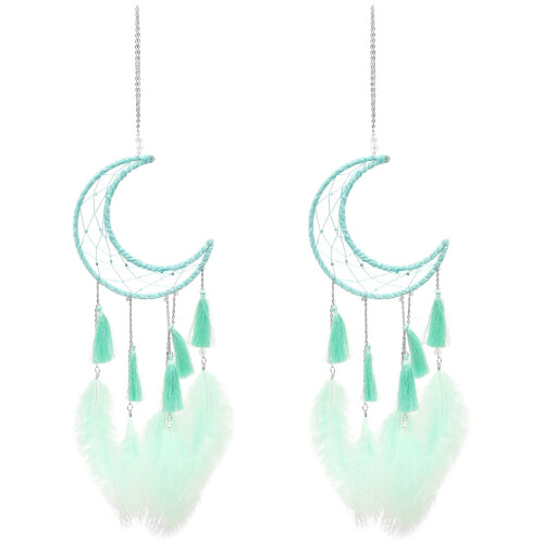 2Ud Decorativo Atrapasueños Azul Tejido Para Pared 1