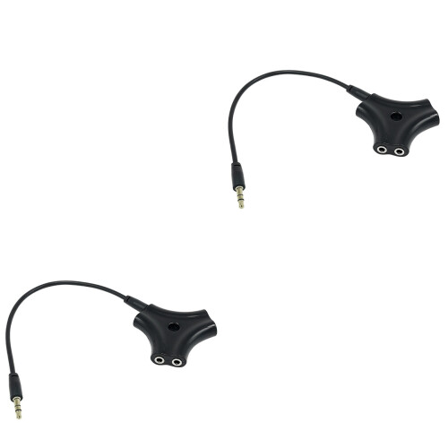 2Ud Adaptador Audio 3.5mm 5 Salidas Negro Compatible Y Funcional 2
