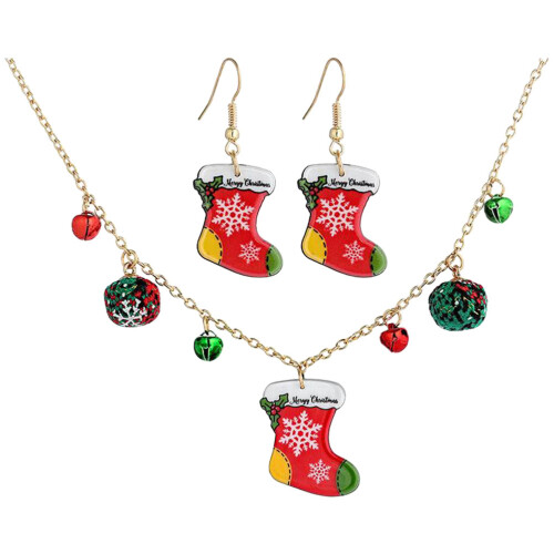 2Jgo Collar Y Aretes Con Navideños Multicolor Para Uso 1