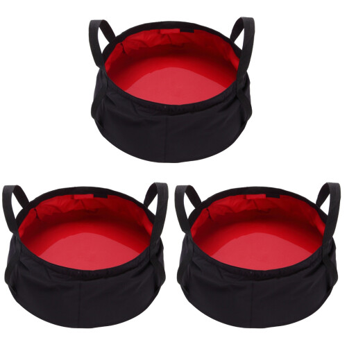 3Ud Cubeta Plegable Roja Resistente Camping Pesca Viaje 1