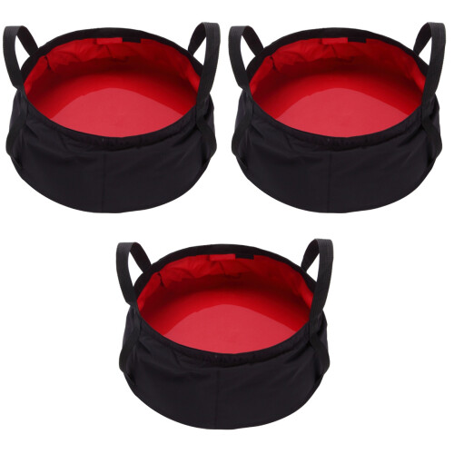 3Ud Cubeta Plegable Roja Resistente Camping Pesca Viaje 2