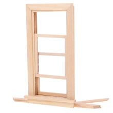 2Ud Ventana De Madera Beige Para Casa De Muñecas Accesorio Mini
