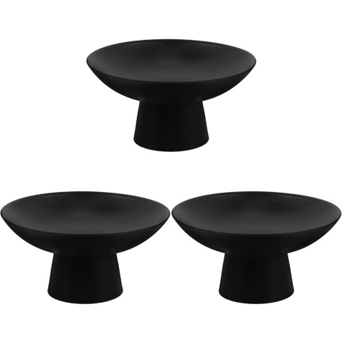 3Ud Platos Con Pie Cerámicos Negros Para Y Aperitivos 2
