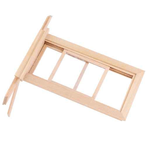 2Ud Ventana De Madera Beige Para Casa De Muñecas Accesorio Mini 2