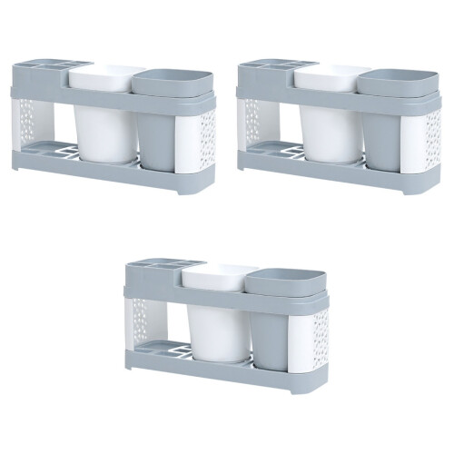 3Ud Juego Porta Cepillos Y Vasos De Plástico Para Hogar 2