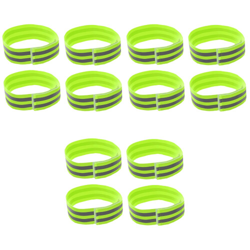 12Ud Brazalete Reflectante Verde Elástico Para 2