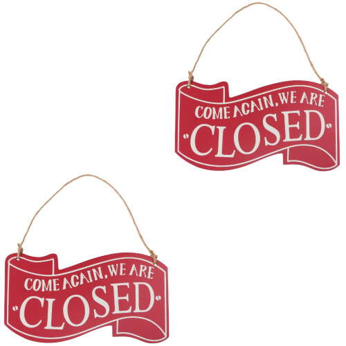 2Ud Señal Decorativa Roja De Madera Para Puerta Doble Cara 2