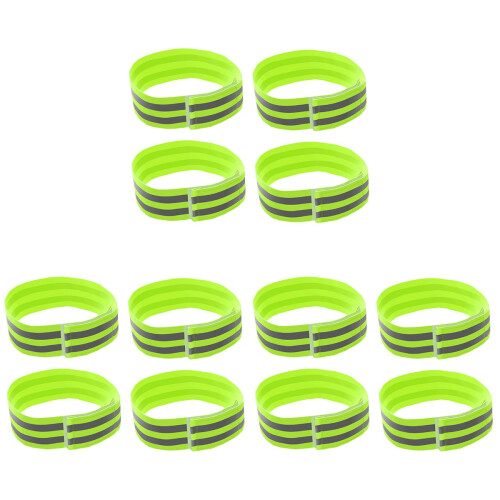12Ud Brazalete Reflectante Verde Elástico Para 1