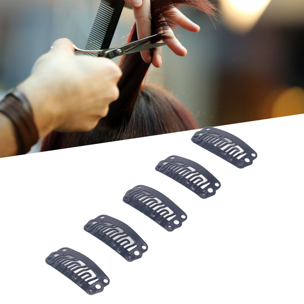 Unisex Black 2.3Cm U Shape Wig Clips With 6 Teeth Comb For Hair Extensions 100Pcs