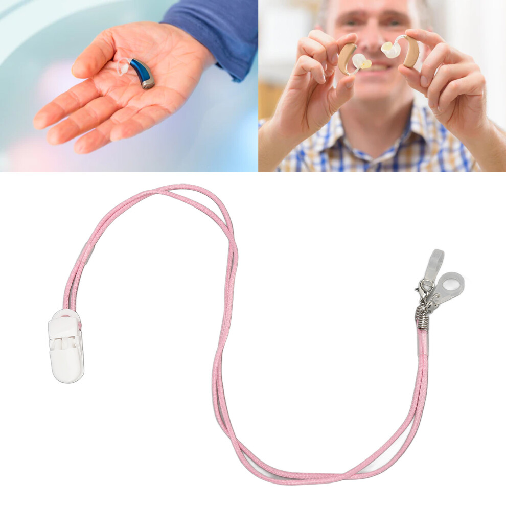 2 Pin Earphone Cable Lanyard Nylon Pink White Clip Fixation Security