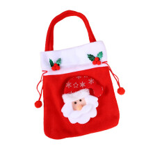 Drawstring Gift Bags Plush Santa Candy Bags-elder Red pocket
