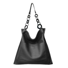 Leather Shoulder Bags Clutch Bag Vintage Large Capacity-Black
