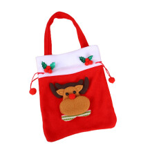 Plush Christmas Gift Bag Christmas-Fawn head Red pocket