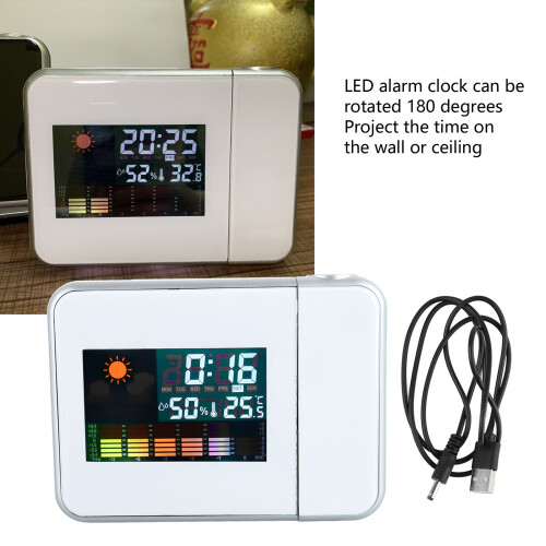 180 Rotating Digital Projection Alarm Clock with Temperature & Humidity 2